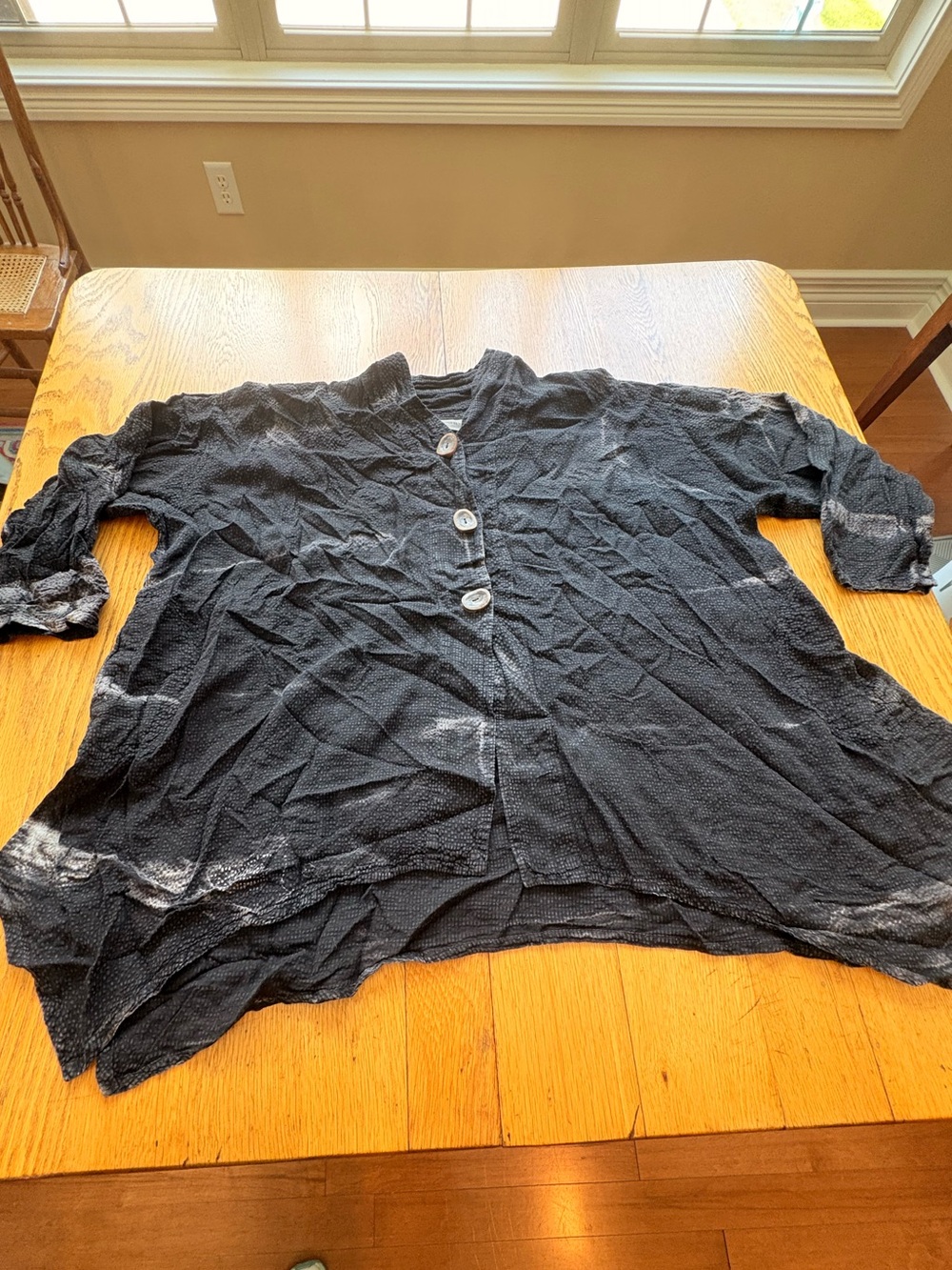 Eleven Stitch Design Linen Blend Wood Button Down Oversized Shirt Top Size L
